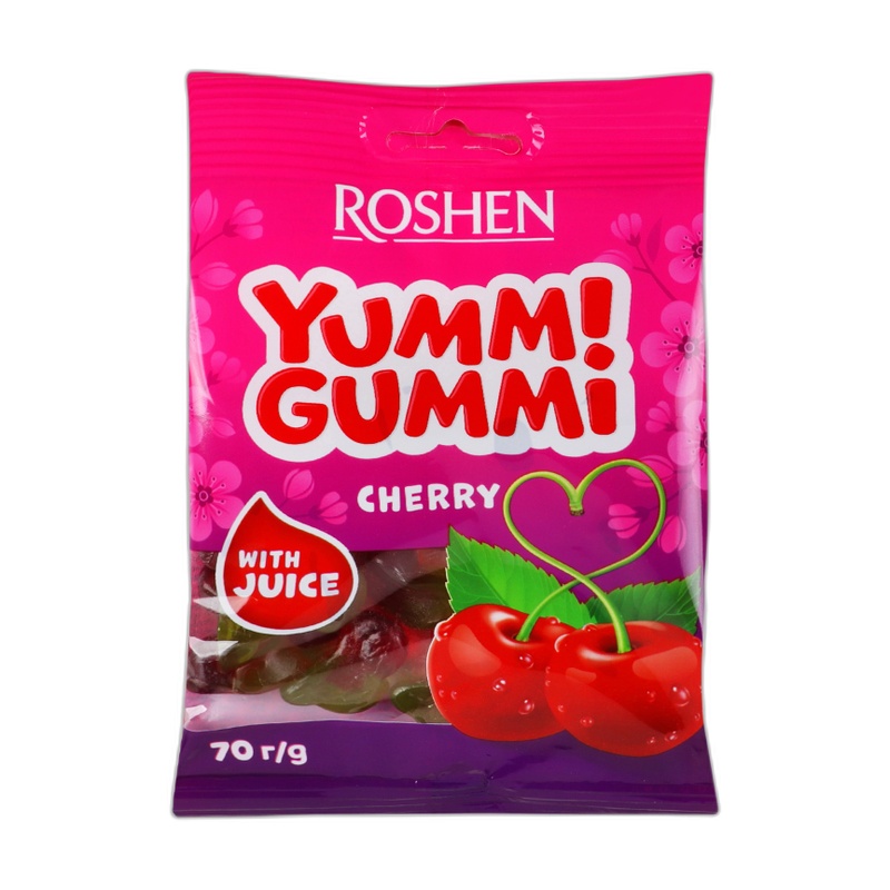 КОНФЕТЫ ROSHEN ЖЕЛЕЙНЫЕ YUMMI GUMMI CHERRY 70Г ПАК