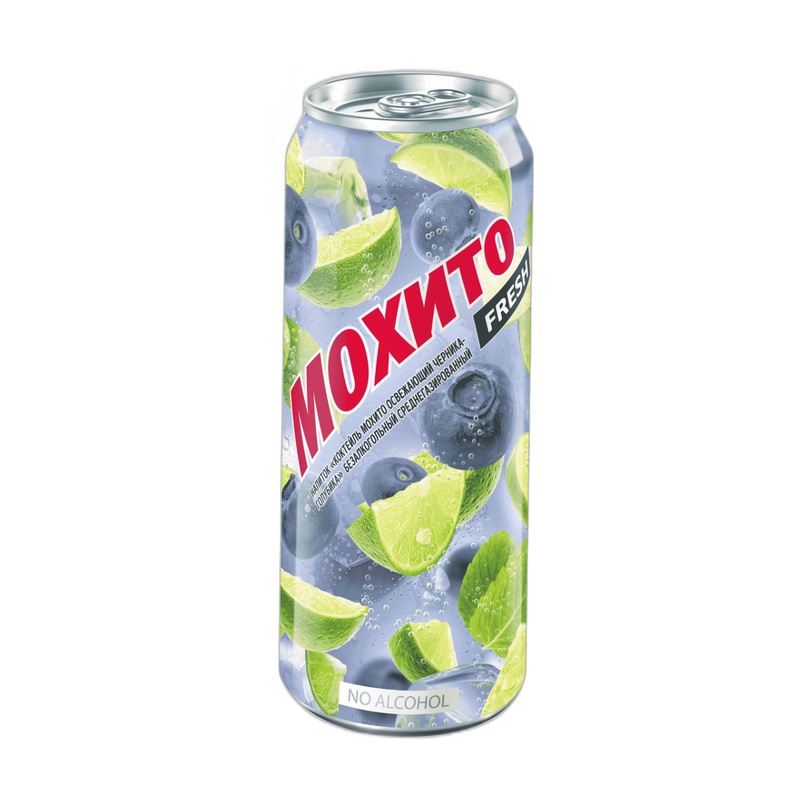 НАПИТОК ГАЗИРОВАННЫЙ MOJITO ЧЕРНИКА ГОЛУБИКА 0,45Л Ж/Б