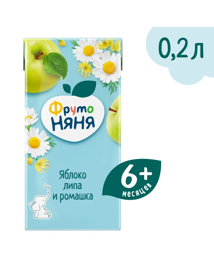 НЕКТАР ФРУТО НЯНЯ ЯБЛОКО ЛИПА РОМАШКА 200МЛ Т/П