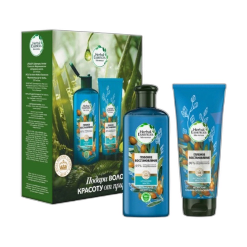 НАБОР HERBAL ESSENCES ШАМПУНЬ 250МЛ+БАЛЬЗАМ-ОПОЛАСКИВАТЕЛЬ 180МЛ АРГАНОВОЕ МАСЛО