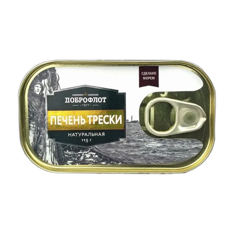 ПЕЧЕНЬ ТРЕСКИ ДОБРОФЛОТ АТЛАНТИЧЕСКОЙ КУСОЧКИ 115Г КЛЮЧ