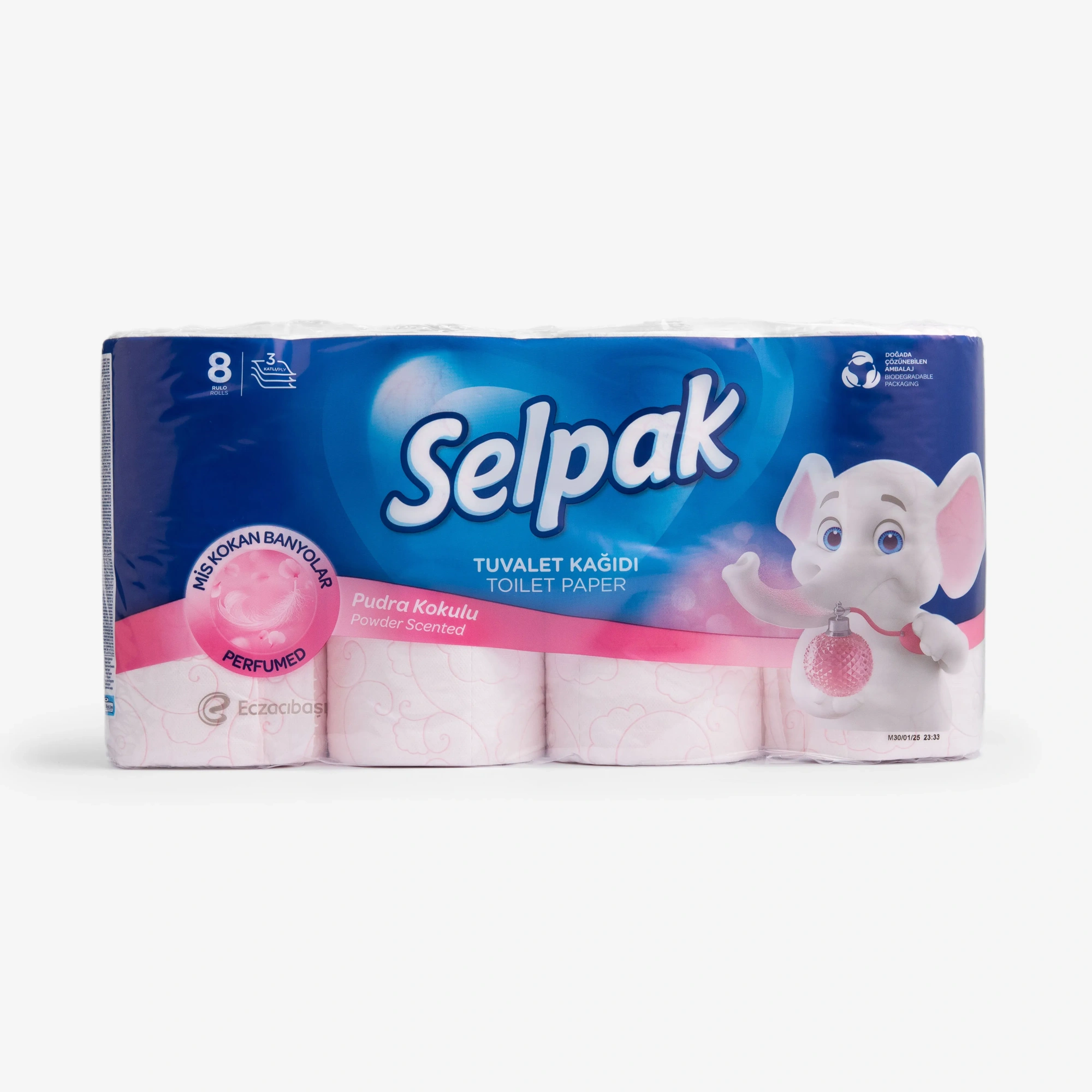 БУМАГА ТУАЛЕТНАЯ SELPAK PUDRA 3-СЛОЙНАЯ 8ШТ