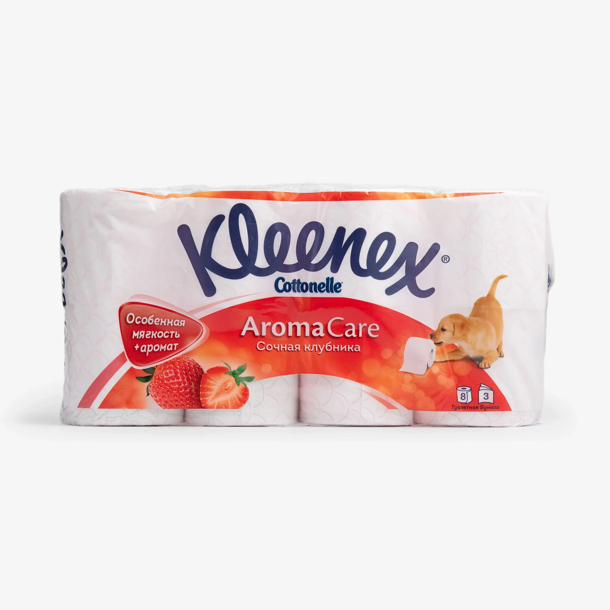 БУМАГА ТУАЛЕТНАЯ KLEENEX AROMA CARE STRAWBERRY 3-СЛОЙНАЯ 8ШТ