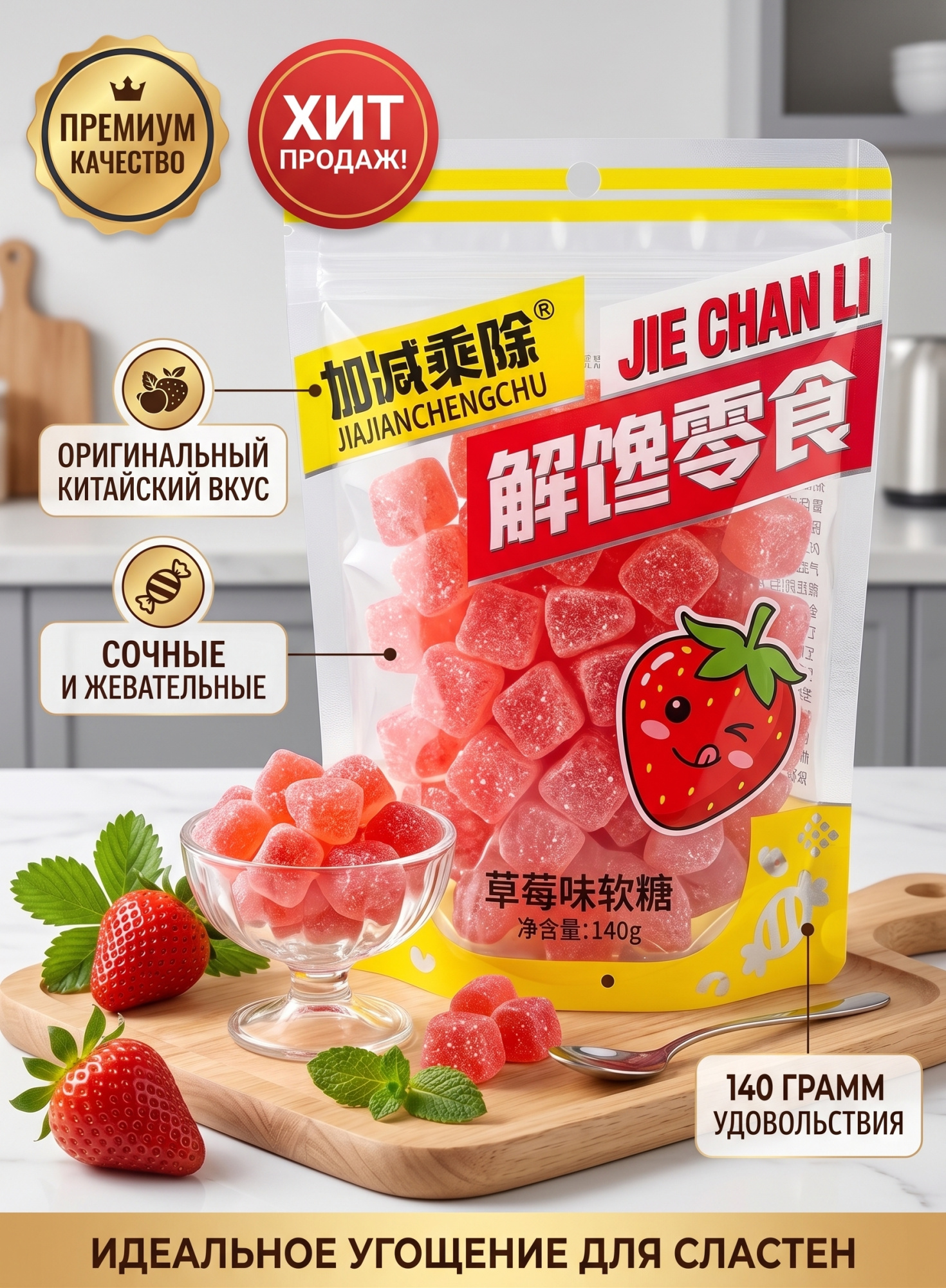 МАРМЕЛАД СО ВКУСОМ КЛУБНИКИ 140ГР АРТ 1020