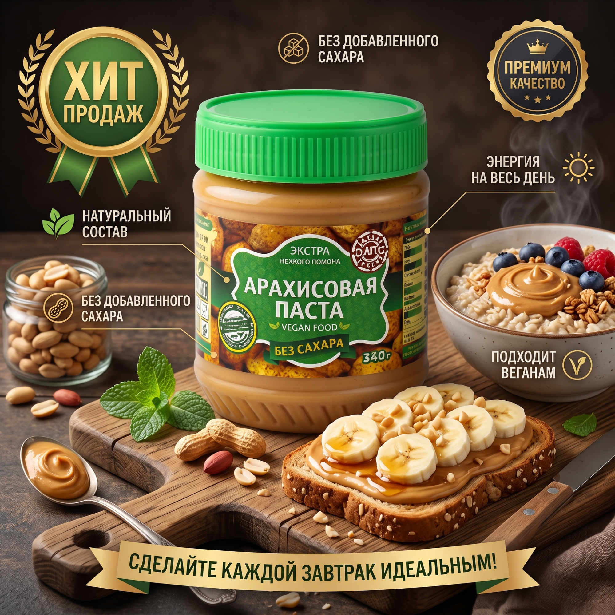 ПАСТА АРАХИСОВАЯ ГЛАДКОЕ 340Г