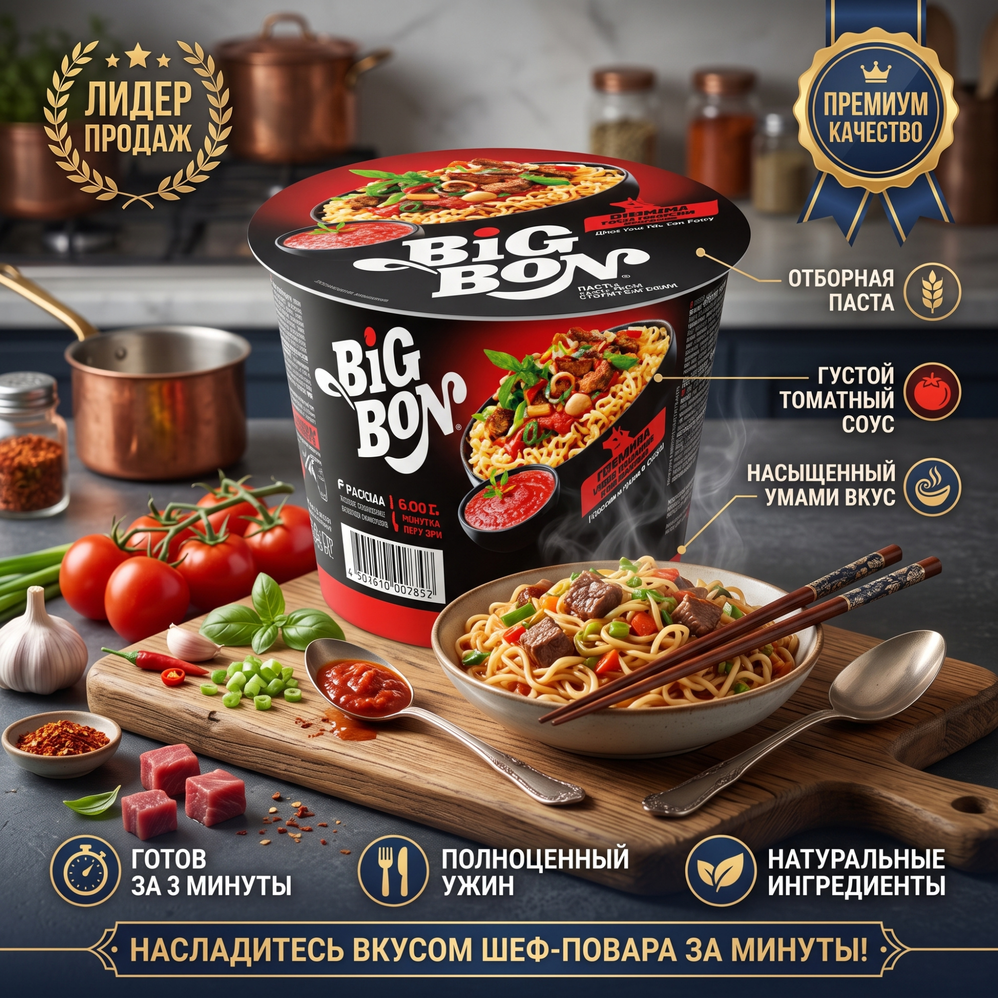 ПАСТА ИТАЛЬЯНСКАЯ БЫСТРОГО ПРИГОТОВЛЕНИЯ СО ВКУСОМ ГОВЯДИНЫ 246Г