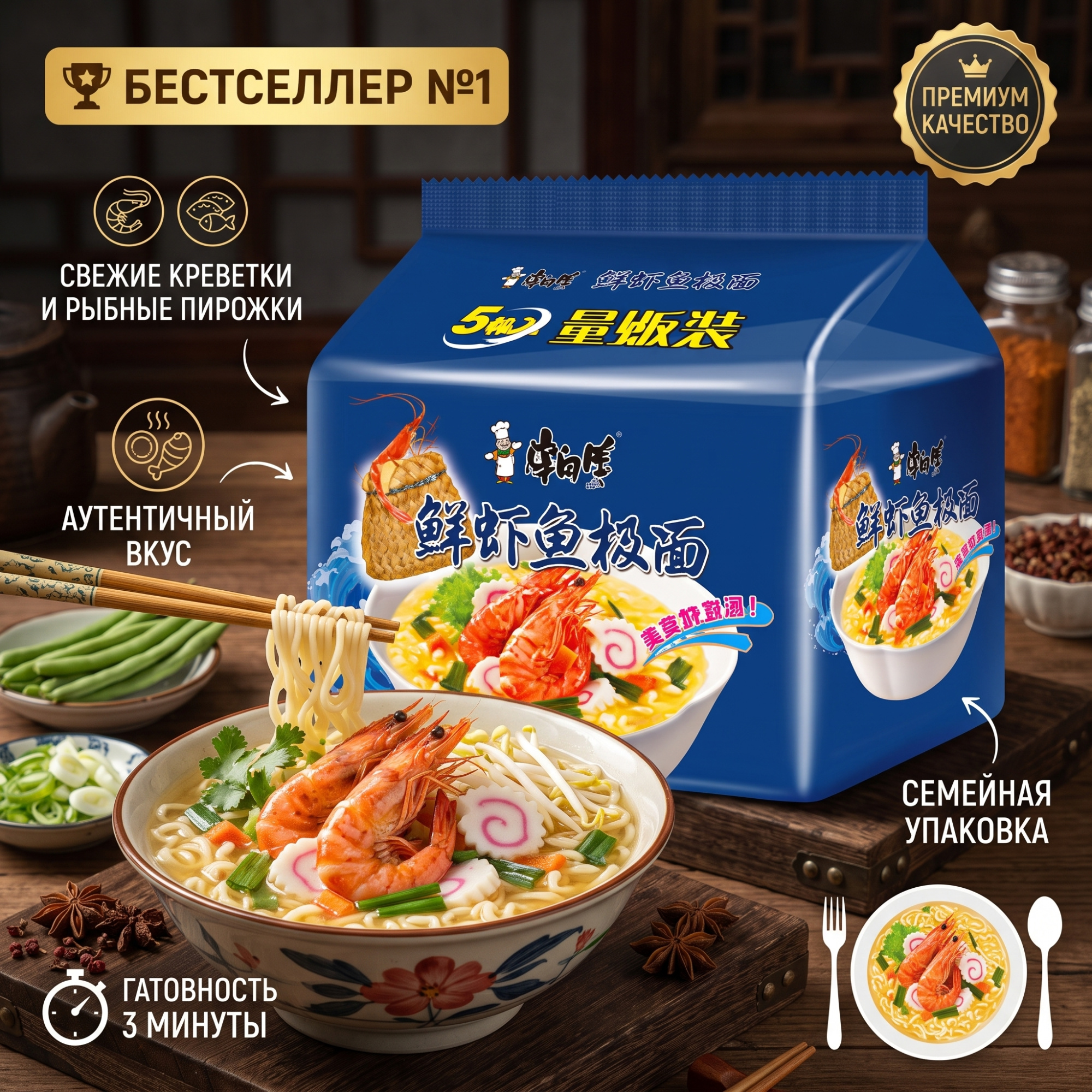 ЛАПША СО ВКУСОМ ВАРЕННОЙ РЫБЫ 196Г